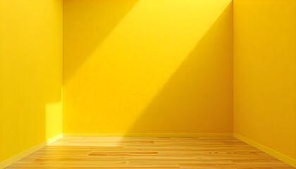 Aufkleber - A 3D yellow room corner with an empty interior provides a modern blank wall and floor design studio, offering a clean backdrop template scene for generative purposes