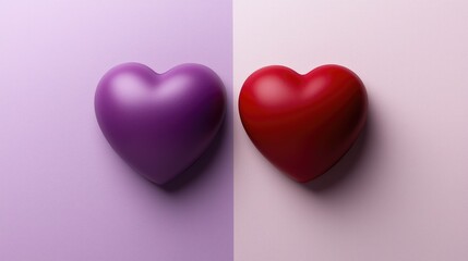 Poster - Dual heart shapes symbolizing love and emotions minimalistic studio setting abstract photography soft colors
