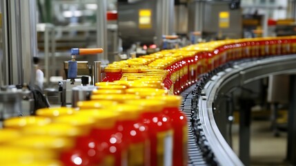 Poster - fully automated assembly line in modern manufacturing plant