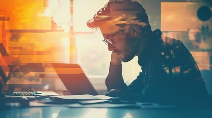 Poster - Professional Man Engaged in Online Learning amidst Creative Setup