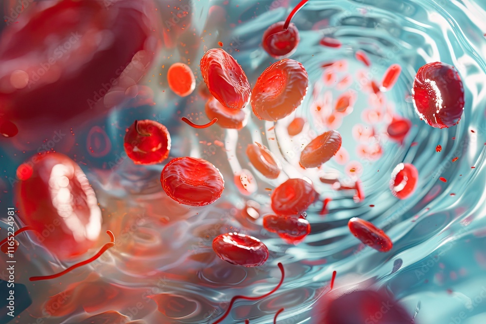 Red blood cells and white blood cells in a blood vessel Stock Photo ...