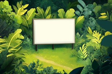 Blank Signboard Amidst Lush Tropical Foliage