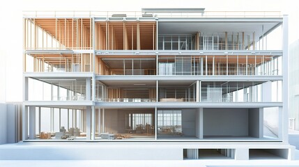 Poster - Cross Section View of Modern Building Featuring Exposed Walls