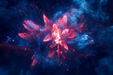 abstract cosmic explosion red blue nebula