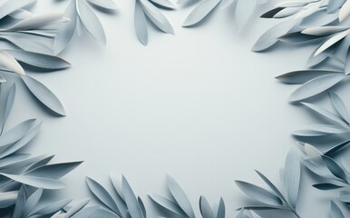 Poster - Elegant arrangement of leaves on a light background.