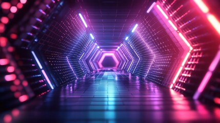 Poster - futuristic abstract technology background with neon lights