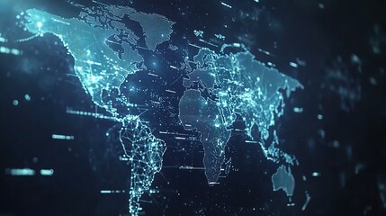 Poster - High-Tech World Map Background for Business and Technology Use