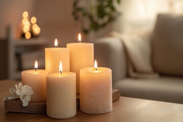 Wall Mural - Wooden Table with Candles