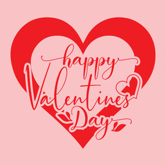 happy valentines day calligraphy banner with heart. vector illustration for greeting cards, banner, 