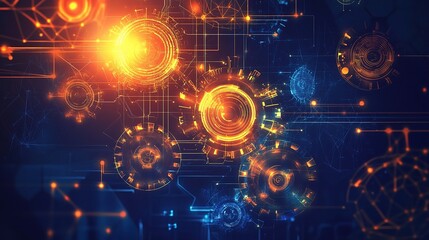 Poster - Futuristic Industrial Abstract Background with Digital Technology Elements