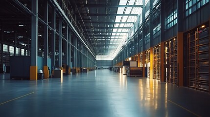 Poster - Modern Industrial Warehouse with Advanced Robotics and Automation