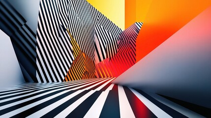 Poster - Abstract Geometric Background with Bold Lines and Vibrant Colors