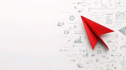 Poster - Red Paper Plane Symbolizing Innovation and Solution Concept Development