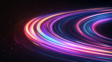 Wall Mural - cosmic flow: abstract art of glowing light trails in a swirling, circular pattern, evoking a sense o