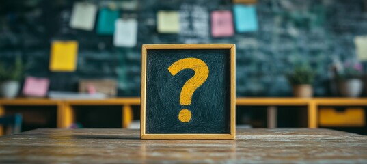 Poster - Wooden question sign. Creative solution and critical thinking. Generative AI technology.	
