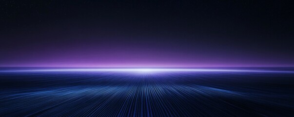 Poster - Light trails leading to purple horizon under starry sky
