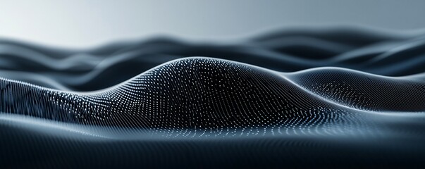Aufkleber - Abstract particles forming wavy landscape: digital data visualization