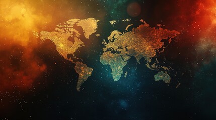 Poster - High-Tech World Map Background for Business and Creative Projects