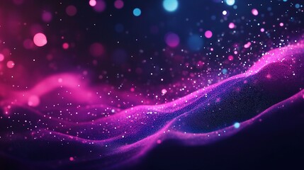 Poster - abstract glowing particles technology background with colorful lights