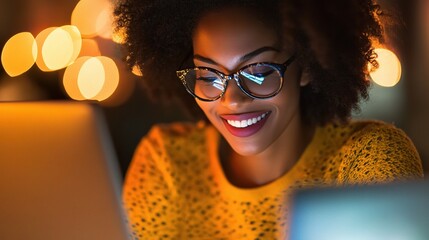 Poster - Woman Conducting Research and Creating Designs on Her Computer