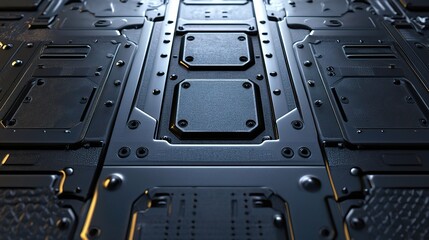 Poster - Futuristic Metal Surface with 3D Elements and High-Tech Design