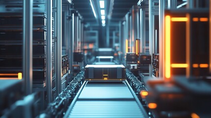 Poster - High-Tech Machinery in an Automated Warehouse with Advanced Systems