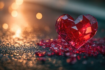 Poster - Heart-shaped diamond on a table