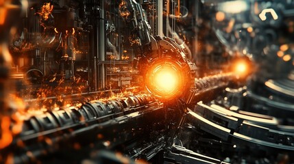 Poster - Dynamic Abstract Concept of Machinery and Gears in Motion