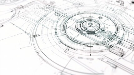 Poster - Detailed Mechanical Engineering Drawing with Standard Scale Background
