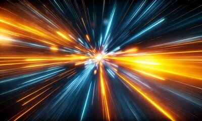 Poster - Hyperspace Journey: A Burst of Light and Color Through a Digital Nebula