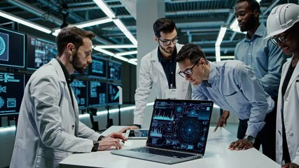 Fototapete - Scientists collaborating on advanced technology projects in a modern research lab setting