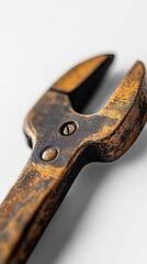 Wall Mural - Close-up of a Rusty Vintage Wrench.  A Detailed View of a Golden-Brown, Aged Tool, Perfect for Industrial or Mechanic Themed Projects.  A High-Quality Image of a Repair Tool for Backgrounds or Prints.