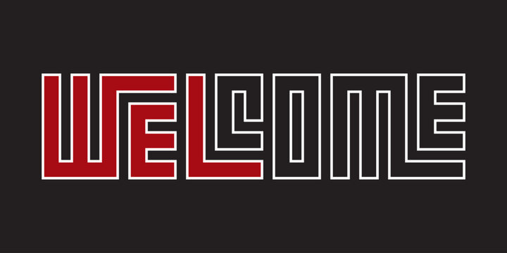 Welcome typography greeting card background. Welcome text and lettering logo. Square typography headline for banner, poster, flyer.