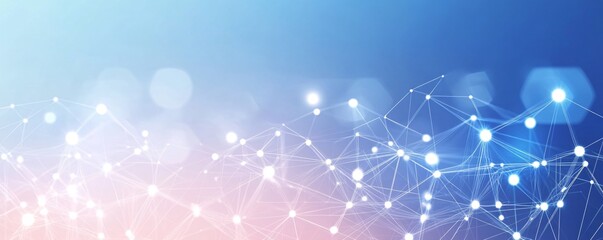 Leinwandbilder - Network mesh connecting points of light, big data visualization