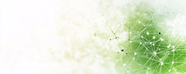 Fototapete - Futuristic green network connecting data points abstract background