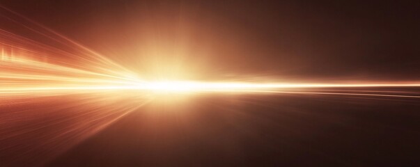 Poster - Golden light beams expanding in dark background