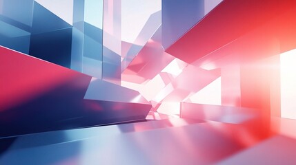 Poster - Abstract 3D Business Concept with Interconnecting Geometric Shapes