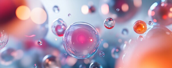 Aufkleber - Microscopic bubbles floating and glowing with neon colors