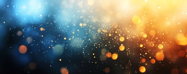 Aufkleber - Abstract festive golden and blue lights background blurred with bokeh effect