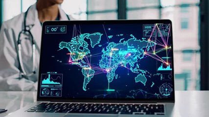 Leinwandbilder - Global health data visualization and analysis in a medical environment focused on technology and innovation