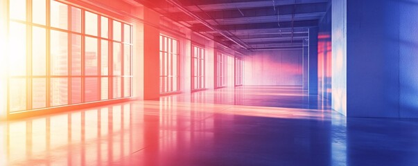 Fototapete - Modern empty office interior with big windows and sunlight