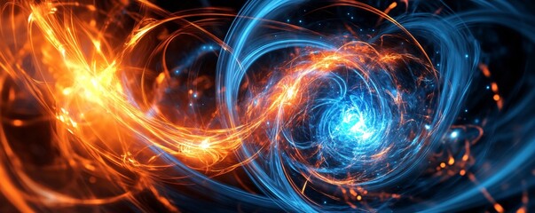 Poster - Fire and ice swirling abstract background creating a dynamic contrast