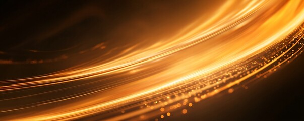 Poster - Golden light trails flowing smoothly in dark background