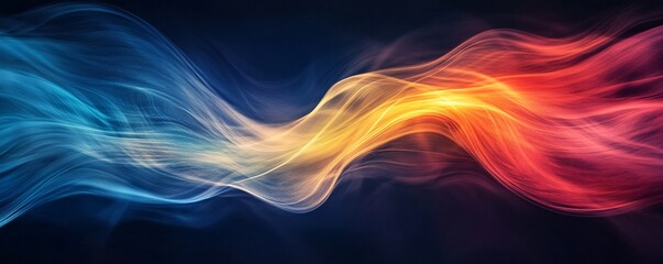 Poster - Abstract colorful wave design flowing smoothly on dark background