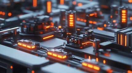 Poster - Advanced 3D Model of a High-Tech Automated Smart Factory Setup