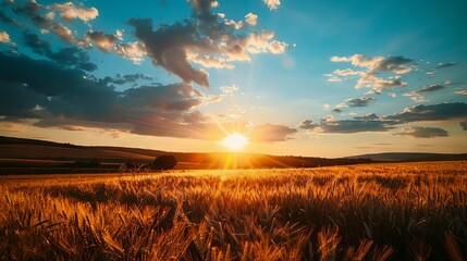 Wall Mural - beautiful summer sunset sky with vibrant orange, pink, and purple hues blending seamlessly over a tr