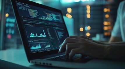 Poster - Analyzing Digital Marketing Performance Metrics on Laptop Screen