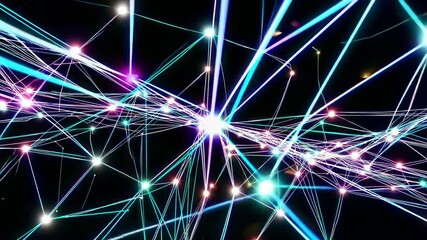 Leinwandbilder - Exploring vibrant digital connections in a mesmerizing animated network display