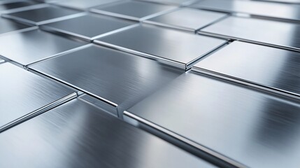Aufkleber - Brushed metal plates creating abstract metallic background with depth of field