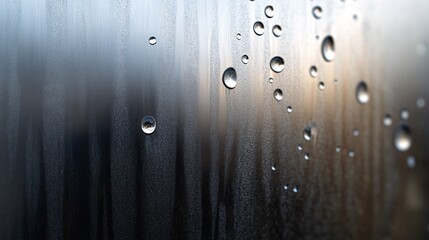 Poster - Water droplets forming on cold glass surface during winter
